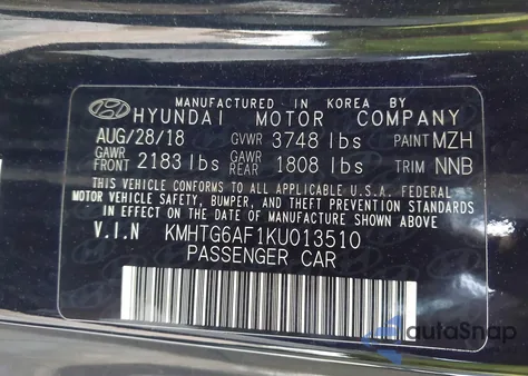 2019 Hyundai Veloster 2.0 z USA, uszkodzony, nr VIN KMHTG6AF1KU013510